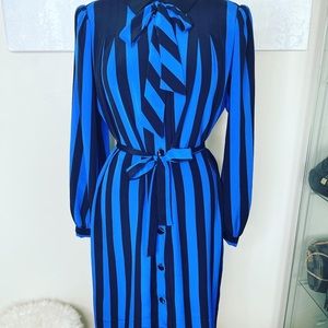 SOLD 1980’s Vintage black and royal blue dress